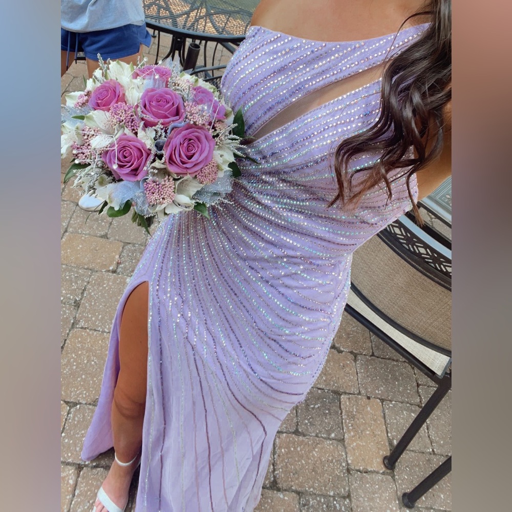 Light Purple One Strap Jovanni Prom Dress